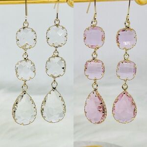 The Crystal Dangling Bezel Duo - 2 pairs